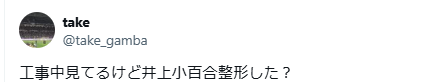 井上小百合 顔変わった 整形